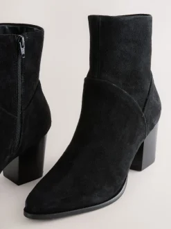 Next Suede noire - Bottines western à talons carrés Outlet