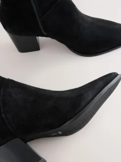Next Suede noire - Bottines western à talons carrés Outlet
