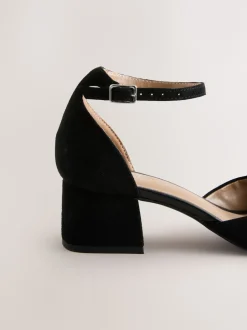 Next Suede noire - Chaussures à talons carrés avec embout Hot