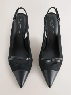 Next Suede noire - Chaussures à talons Forever Comfort® pointus en cuir avec nœud et bride arrière