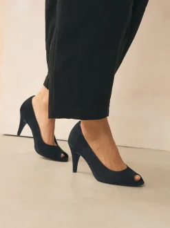 Next Suede noire - Chaussures à talons Bout ouvert en cuir haut de gamme