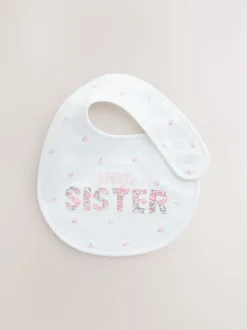 Next Sœur rose/blanc - Lot de 2 bavoirs bébé familial New