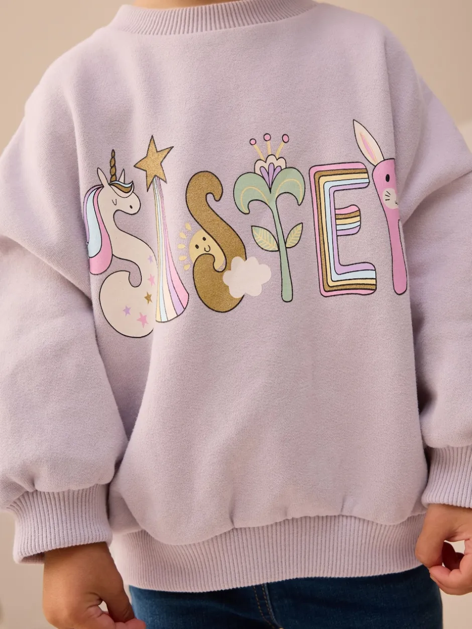 Next - Sweat à col ras du cou (3mths-7yrs) Sœur violet lilas New