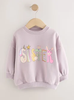 Next - Sweat à col ras du cou (3mths-7yrs) Sœur violet lilas New