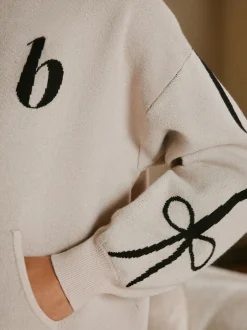 B by Ted Baker Sweat à capuche zippé en maille avoine Online