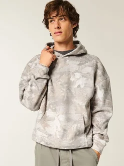 Hollister Sweat à capuche gris à logo imprimé camouflage Clearance