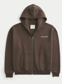 Hollister Sweat à capuche McLaren Back imprimé graphique marron Sale