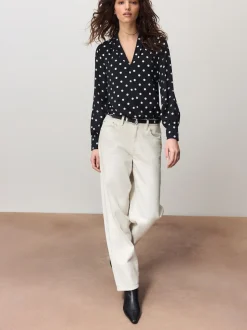 Next Tache noire/blanche - Chemisier manches longues à col V Best