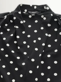 Next Tache noire/blanche - Chemisier manches longues à col V Best