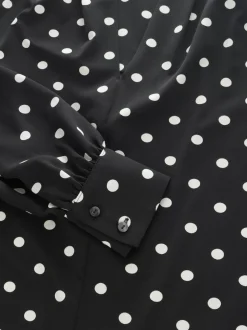 Next Tache noire/blanche - Chemisier manches longues à col V Best