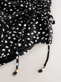 Next - Maillot de bain gainant le ventre froncé Tache noire/blanche Clearance