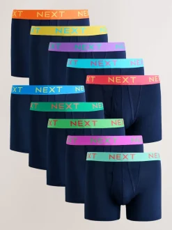 Next - Coupe standard - Caleçon A-Front 10 Pack Taille bleu marine à contrastes vifs Clearance