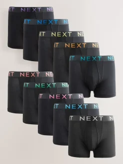 Next - Boxers hipsters riches en coton mélangé Taille Noir à texte Ombre New