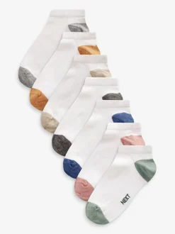 Next - Paquet de chaussettes de sport en coton riche 7 talon et orteil Blanc/brillants New
