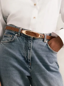 Reiss Tan - Ceinture à boucle ovale en cuir Evelina Sale