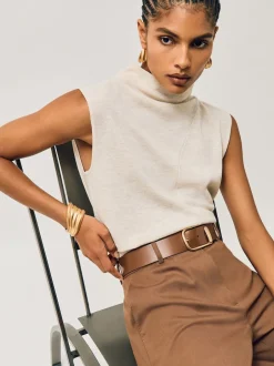 Reiss Tan - Ceinture en cuir avec boucle à demi-passant Iyla Best
