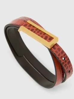 Reiss Tan - Ceinture en cuir effet crocodile Bronya Discount