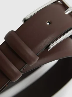 Reiss Tan - Ceinture Dante en cuir lisse Discount