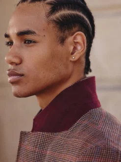 Next Tan/Rouge - Veste de costume slim à carreaux en mélange de laine Best