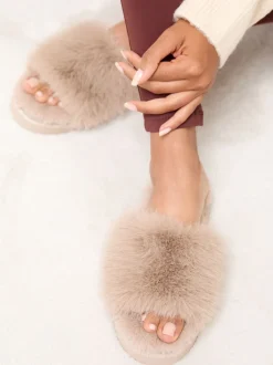 Lipsy Taupe (Taupe) - Chaussons de nuit à plateforme en fausse fourrure Sale