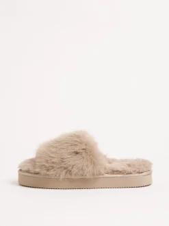 Lipsy Taupe (Taupe) - Chaussons de nuit à plateforme en fausse fourrure Sale