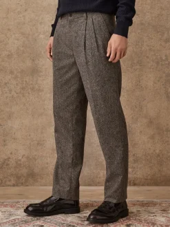 Next Taupe (Taupe) - Pantalon Nova Fides élégant texturé en laine à coupe fuselée coupe classique Hot