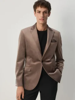 Next Taupe (Taupe) - Slim Fit (Slim Fit) - Self Velours à revers Blazer Outlet