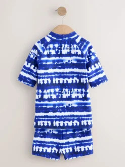 Next Teinture bleue de cravate - Ensemble de bain Sunsafe Rash Gilet et short (3-16ans) New