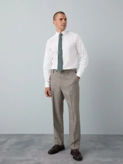 Next Texture moucheté blanc/bleu - Slim Fit (Slim Fit) - Ensemble chemise élégante, cravate et mouchoir de poche en coton mélangé