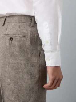 Next Texture moucheté blanc/bleu - Slim Fit (Slim Fit) - Ensemble chemise élégante, cravate et mouchoir de poche en coton mélangé