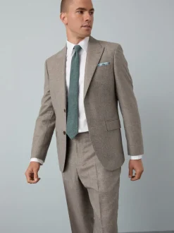 Next Texture moucheté blanc/bleu - Slim Fit (Slim Fit) - Ensemble chemise élégante, cravate et mouchoir de poche en coton mélangé