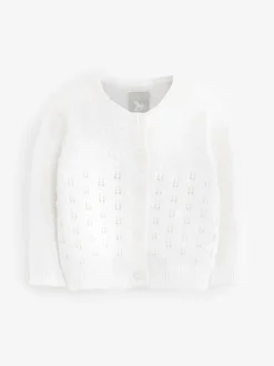 The Little Tailor Pointelle Bébé 100% coton blanc Cardigan Sale