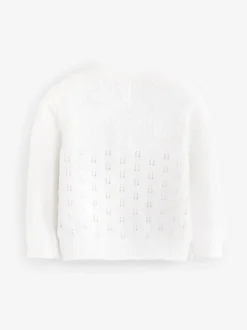 The Little Tailor Pointelle Bébé 100% coton blanc Cardigan Sale