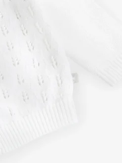 The Little Tailor Pointelle Bébé 100% coton blanc Cardigan Sale