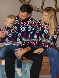 The Little Tailor pull en coton fairisle multicolore de Noël bleu