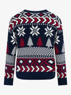 The Little Tailor pull en coton fairisle multicolore de Noël bleu