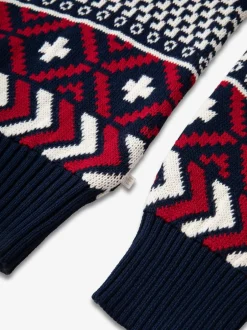 The Little Tailor pull en coton fairisle multicolore de Noël bleu