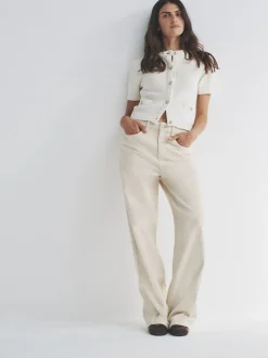 The Set lot de 2 Cardigans Or en maille à boutons et Manches courtes