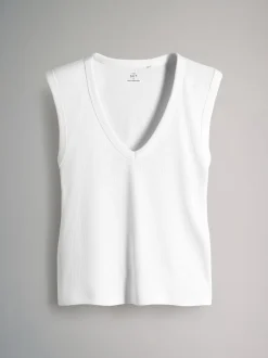 The Set lot de 5 débardeurs côtelés à col en V profond Outlet