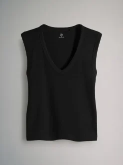 The Set lot de 5 débardeurs côtelés à col en V profond Outlet