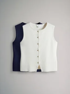 The Set lot de 2 gilets en maille Or à boutons Outlet