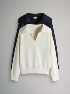 The Set lot de 2 hauts de survêtement à manches longues avec col trophée Clearance