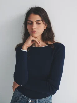 The Set lot de 2 hauts en maille à liserés à dos rond Best