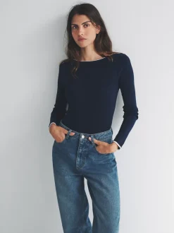 The Set lot de 2 hauts en maille à liserés à dos rond Best