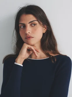 The Set lot de 2 hauts en maille à liserés à dos rond Best