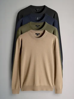 The Set lot de 4 pulls col rond en maille à manches longues Online