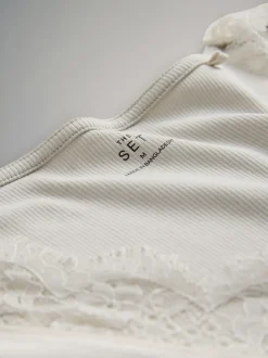 The Set lot de 4 T-shirts à manches longues côtelés Col en V  avec bordure en dentelle Sale