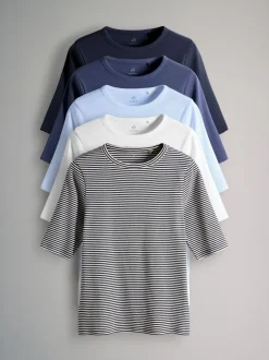 The Set lot de 5 t-shirts côtelés à manches mi-longues Clearance