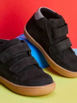 Toezone Grayson Garçons Nubuck Cuir Rip Tape Noir Bottes New