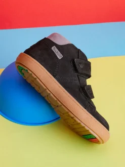 Toezone Grayson Garçons Nubuck Cuir Rip Tape Noir Bottes New